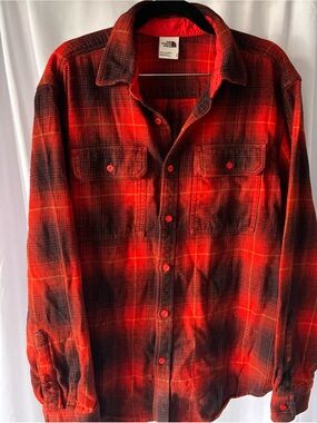 The North Face Men's Red & Black Plaid Button-Down Shirt